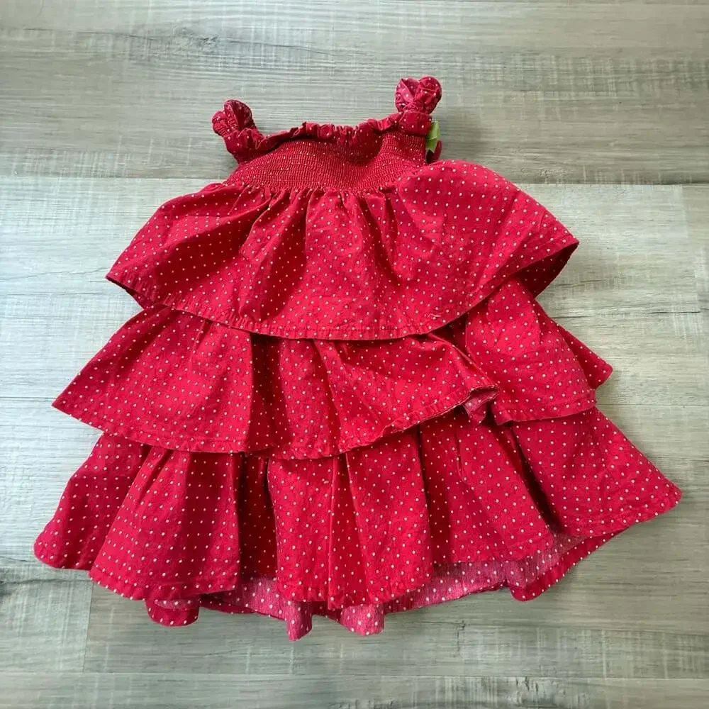 Gymboree Red Polka Dot Tiered Ruffle Dress 6-12 Mos